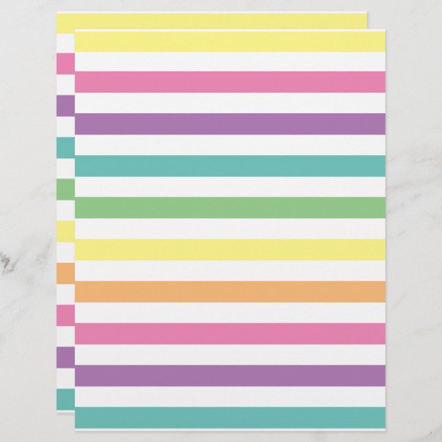 Pastel Rainbow Stripes Motif papier à rebut (Devant / Derrière)