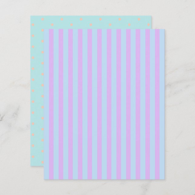 Pastel Rainbow Stripes & Polka Dot Scrapbook Paper (Devant / Derrière)