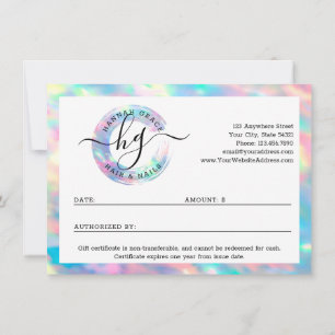 Pastel Rainbow Swash Logo Carte de certificat cade
