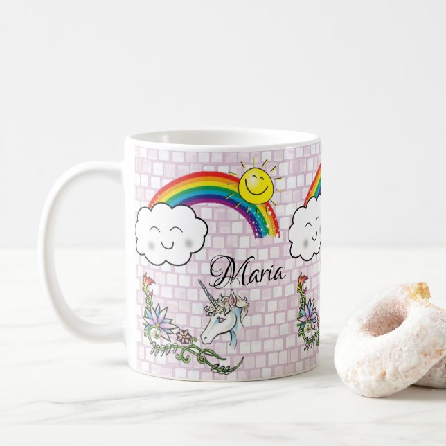 Pastel Rainbow Unicorn Mug (Avec donut)