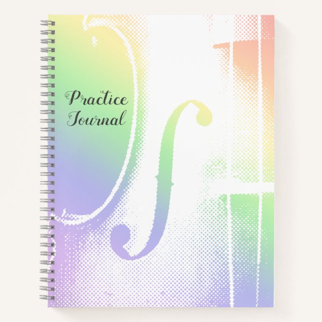 Pastel Rainbow Violin Leçon Journal (Devant)