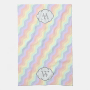 Pastel Rainbow Waves Serviette de cuisine