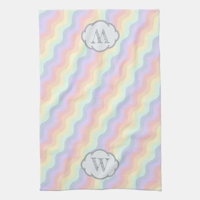 Pastel Rainbow Waves Serviette de cuisine (Vertical)
