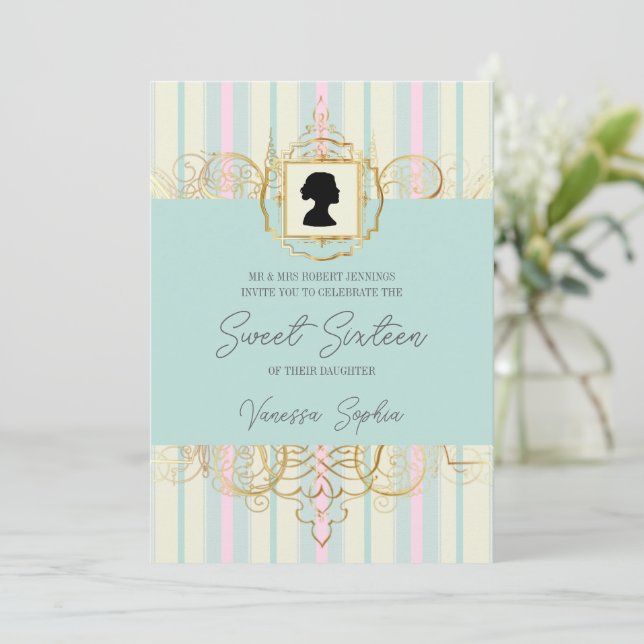 Pastel Regency Sweet sixteen Invitation (Debout devant)