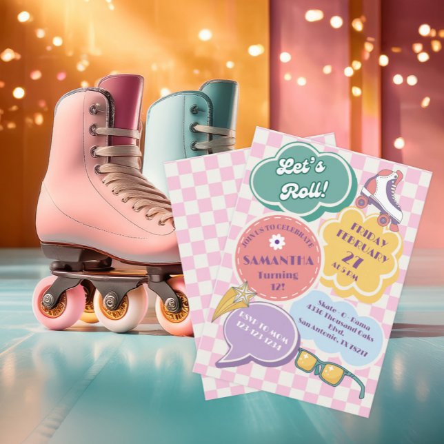 Pastel Retro Roller Skating Party Invitation (Créateur téléchargé)