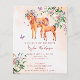 Pastel rose bébé cheval budget baby shower invitat