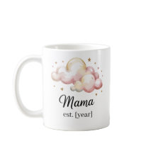 Pastel Rose "Mama Est." Mug - Cadeau Baby shower