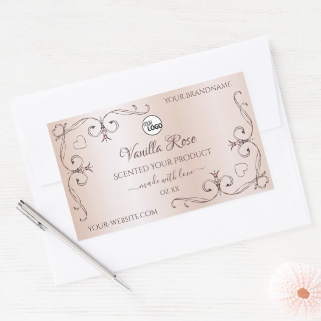 Pastel Rose rose Étiquette de produit Ornate Corne (Enveloppe)