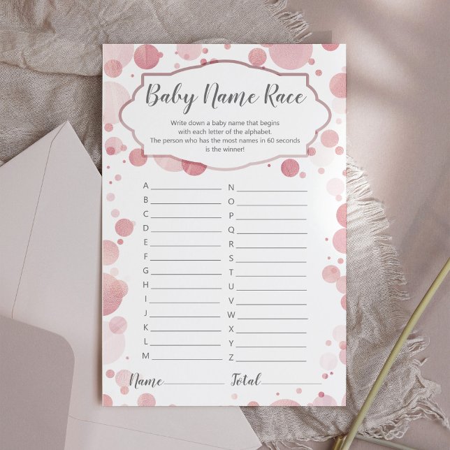 Pastel Rose Rose Nom du bébé Race Girly Shower Jeu (Créateur téléchargé)