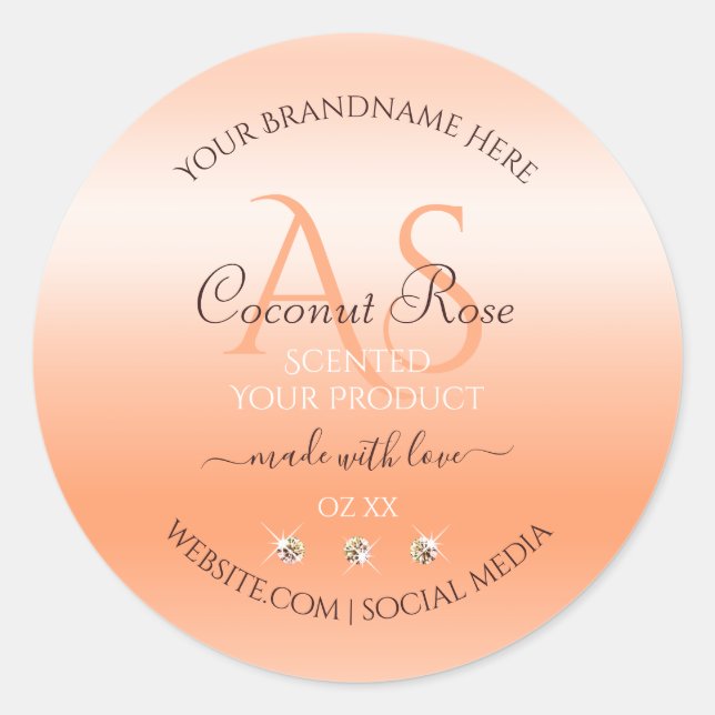 Pastel Rose Saumon Produit Étiquettes Bijoux Monog (Devant)