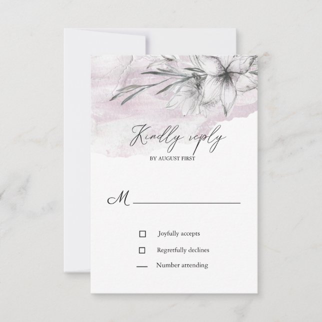 pastel rustique botanique rsvp carte mariage (Devant)