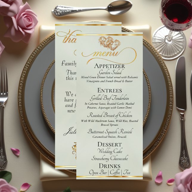 Pastel Sage/Or - Menu Cœurs et Merci (Créateur téléchargé)