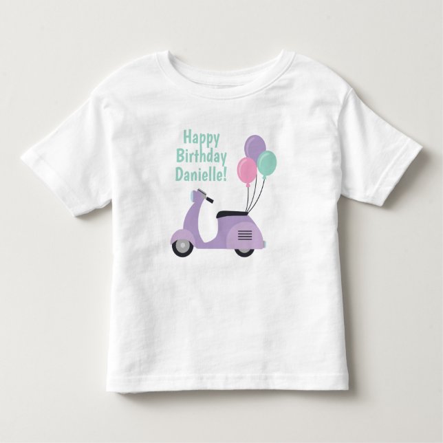 Pastel Scooter & Balloons T-shirt personnalisé (Devant)