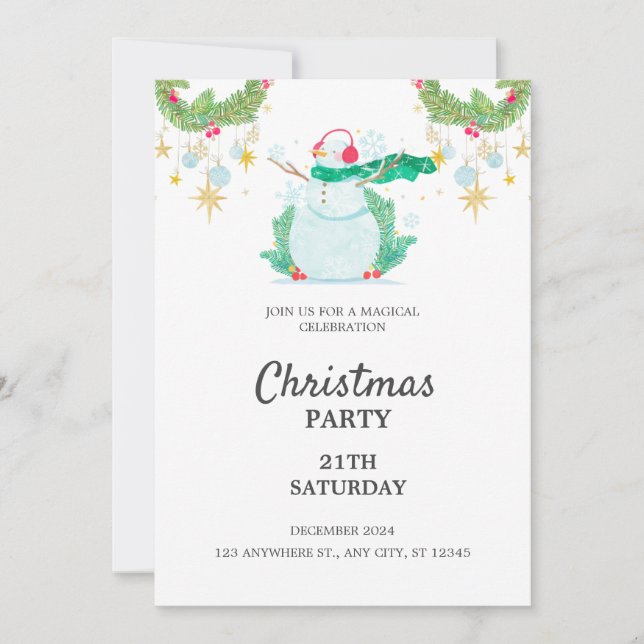 Pastel Simple Christmas Party Invitation (Devant)