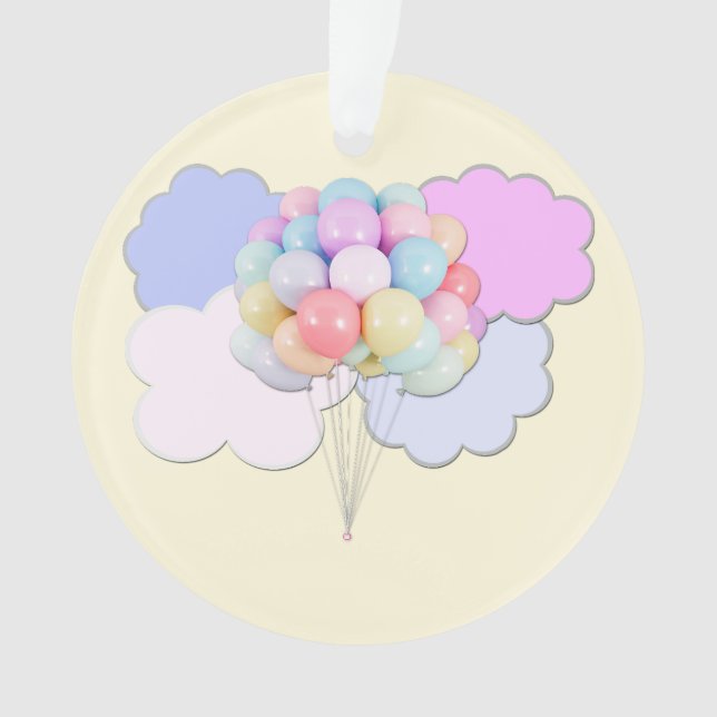 Pastel Sky et Balloons Ornement acrylique (devant)
