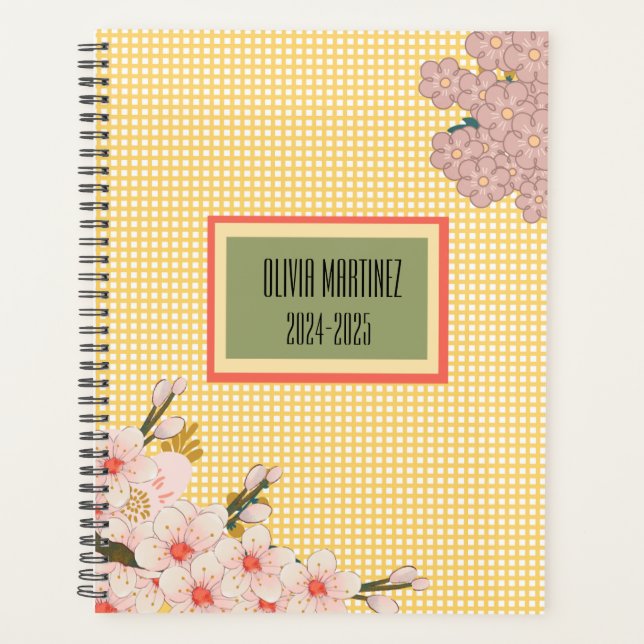 Pastel Spring Bloom-Plaid Weekly-Monthly Planner (Devant)