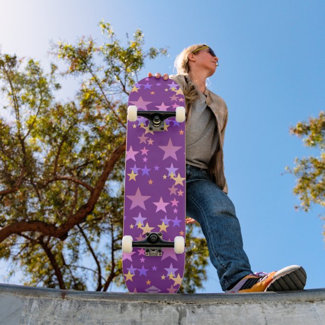 Pastel Stars Amethyst Purple Skateboard HAMbWG (Extérieur 1)