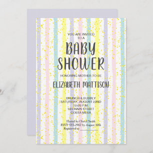 Pastel Stripes Baby shower neutre Invitation