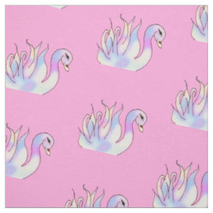 Pastel Swans tissu d'art dessiné à la main