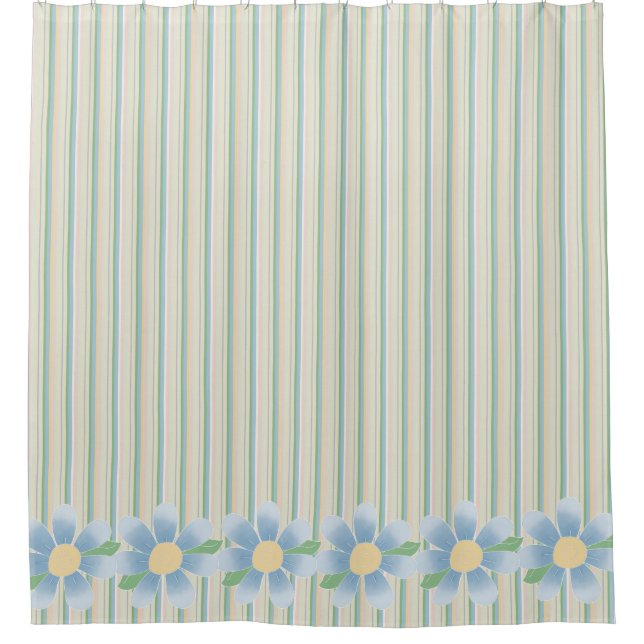 Pastel Trappes et Fleurs Douche Rideau (Devant)