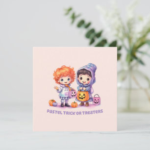 Pastel Trick ou Traitements - Cartoon Boy and Girl