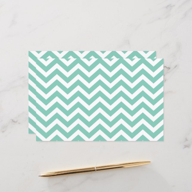 Pastel Turquoise & Blanc Chevron Mariage Cardstock (Devant/Arrière en situation)