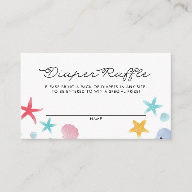 Pastel Under the Sea Shower Diaper Carte Raffle (Devant)