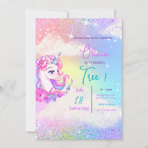 Pastel Unicorn Anniversaire Invitation Anniversair