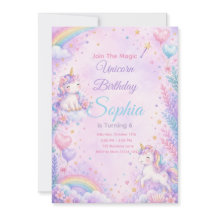 Pastel Unicorn Birthday Invitation Editable