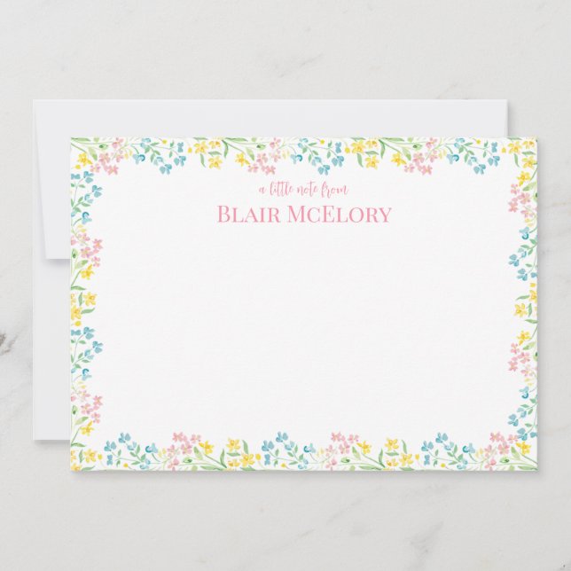 Pastel Watercolor Floral Merci Cartes (Devant)