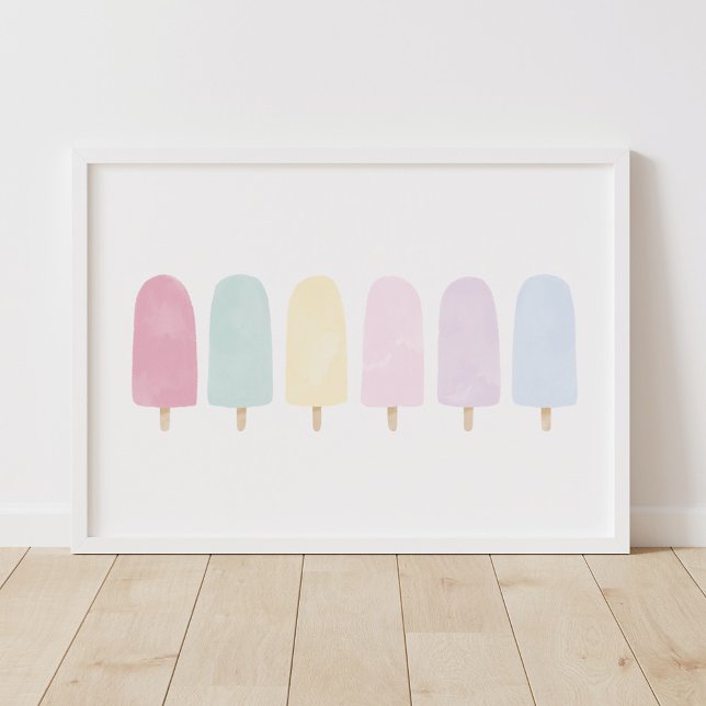 Pastel Watercolor Popsicle Girls Room Poster (Créateur téléchargé)