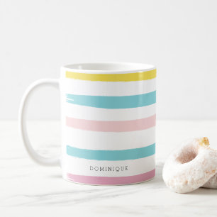 Pastel Watercolor Stripes Moderne Mug Personnalisé