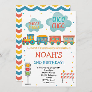 Pastel Watercolor Train Invitation Anniversaire