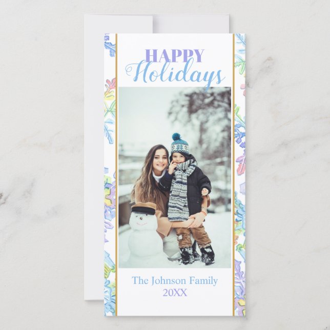 Pastel Watercolor Winter Snowflake Photo Noël (Devant)