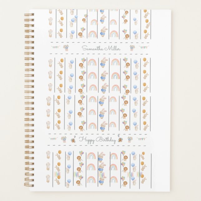Pastel White Animal Themed Sequential Lions Rabbit (Devant)