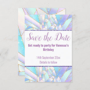 PASTEL WHITE CRYSTAL ENREGISTRER LA DATE CARTE RSV