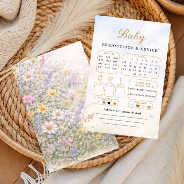 Pastel Wildflower Baby Predictions Advice Card (Créateur téléchargé)