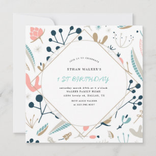 Pastel Woodland   Invitation d'anniversaire