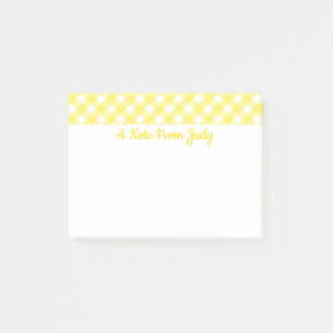 Pastel Yellow En vichy Motif Post-it Notes