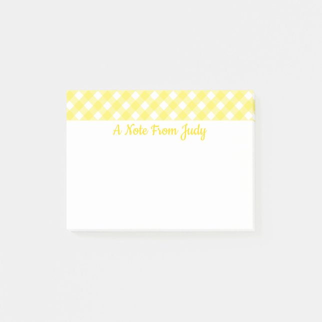 Pastel Yellow En vichy Motif Post-it Notes (Devant)