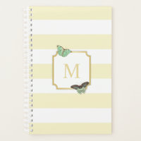 Pastel Yellow Stripes avec Papillons Monogramme