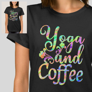 Pastel Yoga et Café marbré sur T-shirt noir