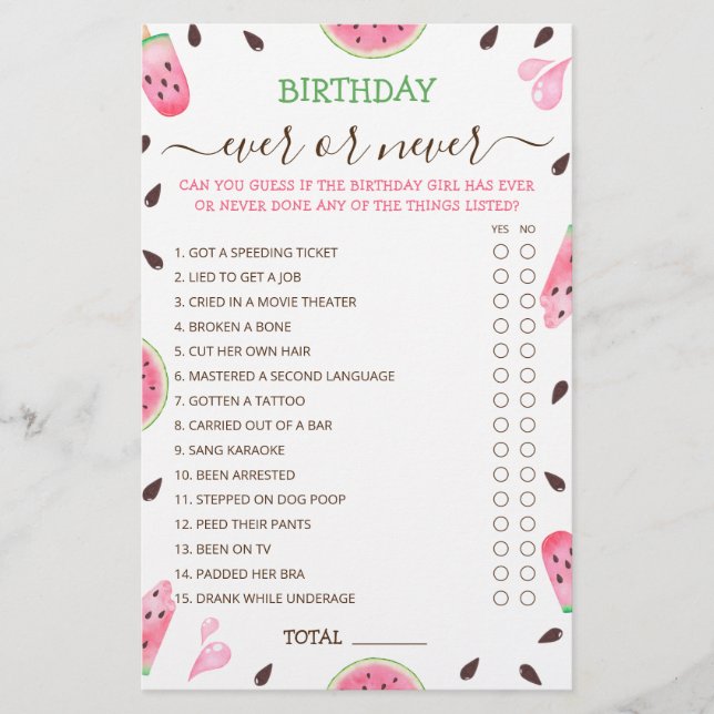 Pastèque Un anniversaire unique ou jamais (Devant)