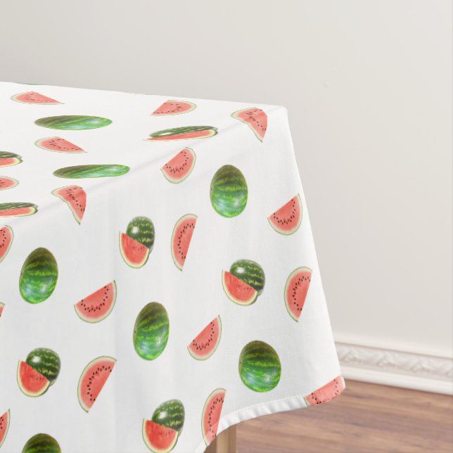 Pastèques tropicales sur nappe blanche (In Situ)
