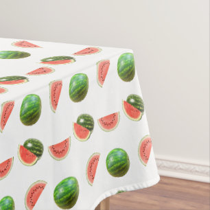 Pastèques tropicales sur nappe blanche
