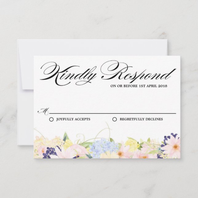 Paster Spring Flowers Mariage carte RSVP (Devant)