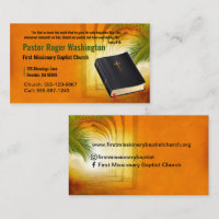 Pasteur ou diacre Bible Eglise Carte de visite