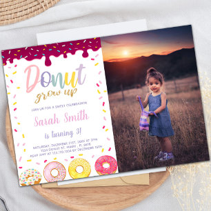Pastil Color Donut Invitations d'anniversaire avec