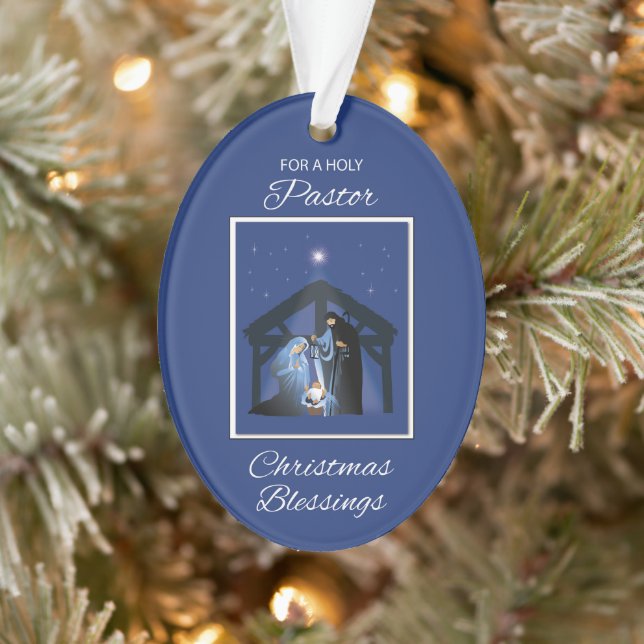 Pastor Christmas Blessing Manger on Blue (Arbre)