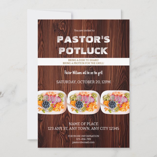 Pastor Fire & Fellowship Potluck Invitation (Devant)